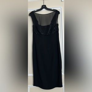 NWT Escada Sleeveless Sequin Beaded Trim Cocktail Formal Dress in Black